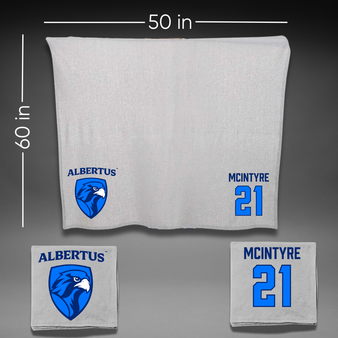 Albertus Magnus College Baseball Gray Blanket - #21 Aaron McIntyre