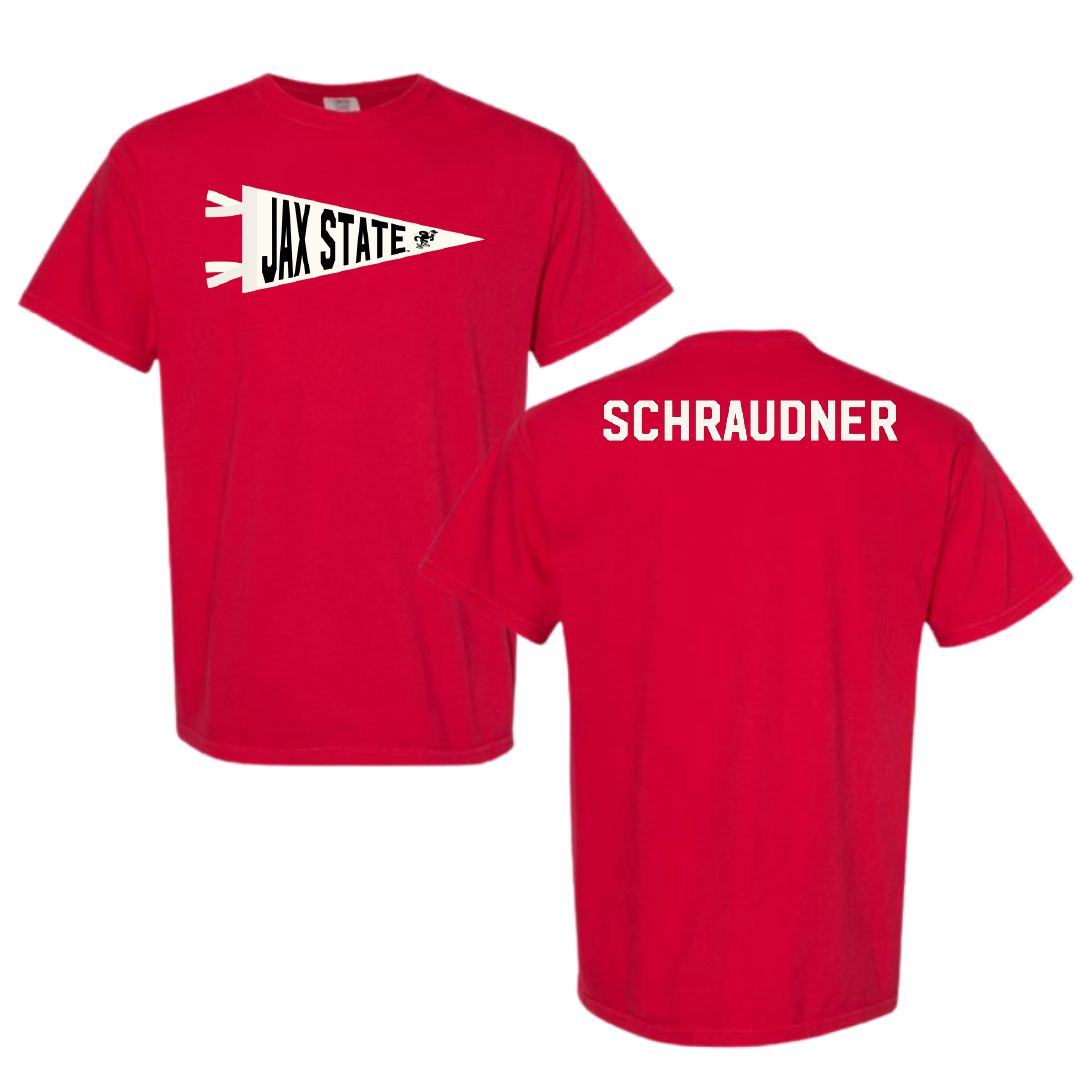 Jacksonville State University TF and XC Red Pennant Comfort Colors Tee - Trinity Schraudner