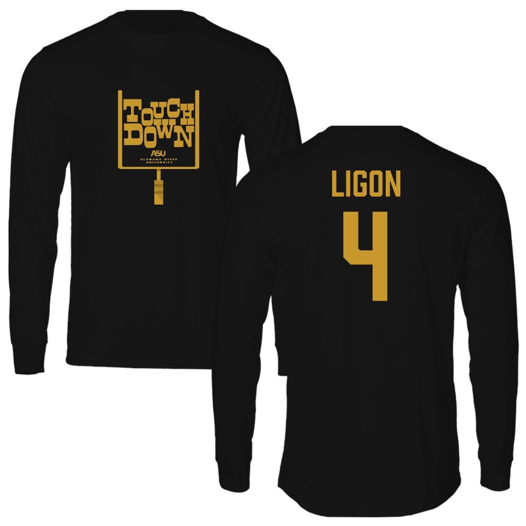 Alabama State University Football Black Touchdown Performance Long Sleeve - #4 Karl Ligon