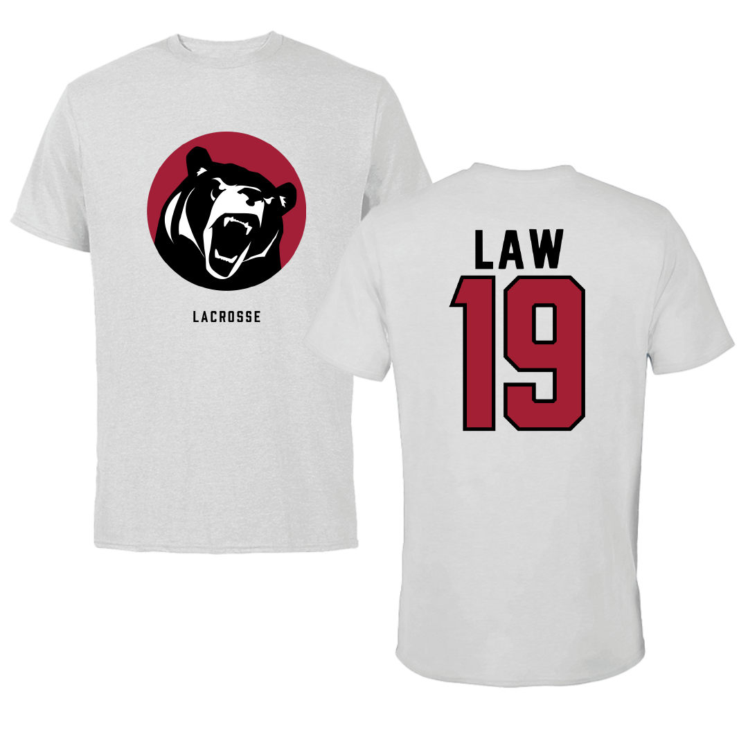 Lenoir-Rhyne University Lacrosse Light Gray Performance Tee - #19 Jonathon Law