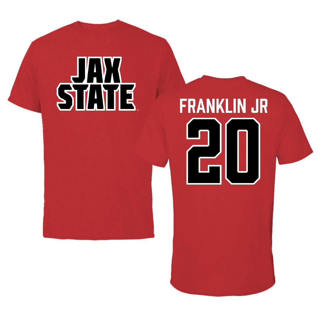Jacksonville State University Football Red Tee - #20 Travis Franklin Jr