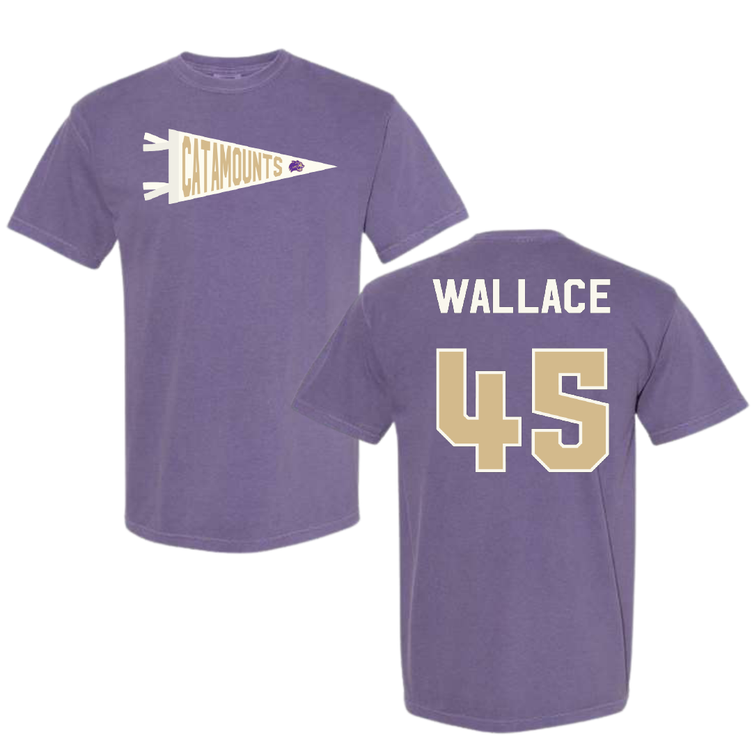 Western Carolina University Football Purple Pennant Comfort Colors Tee - #45 Justin Wallace