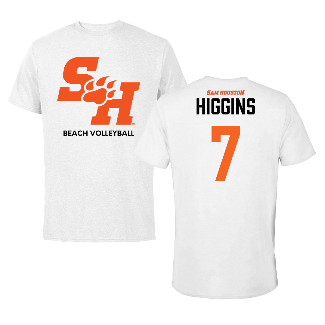 Sam Houston State University Beach Volleyball White Tee - #7 Lexi Higgins