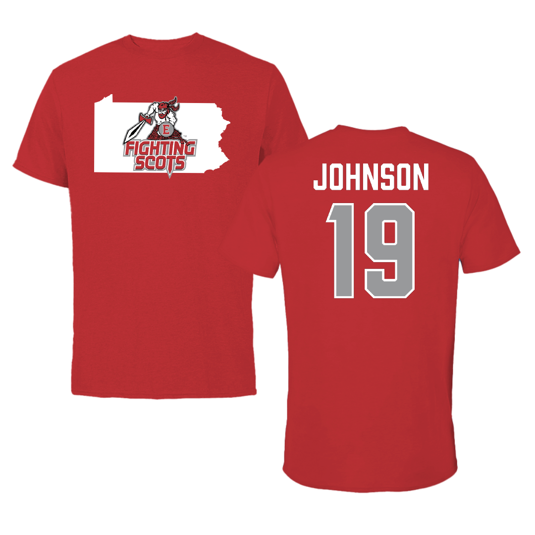 PennWest Edinboro Soccer (W) Red State Performance Tee - #19 Margaret Johnson