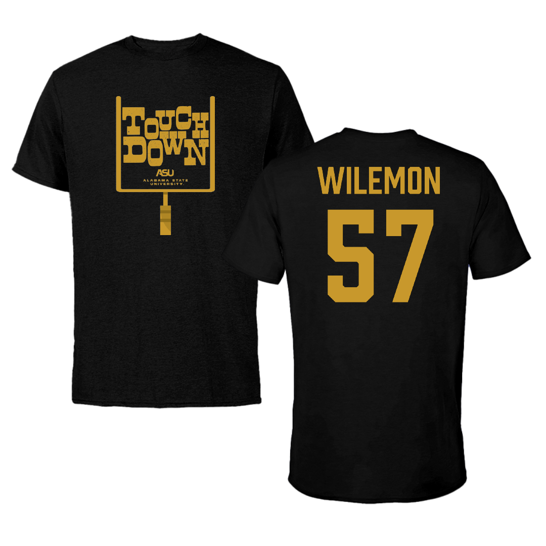 Alabama State University Football Black Touchdown Tee - #57 Garrett Wilemon