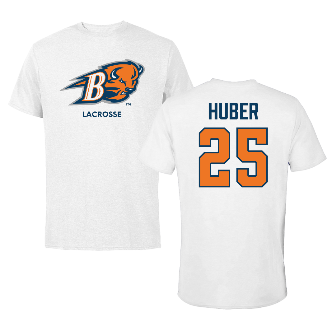 Bucknell University Lacrosse (M) White Tee - #25 Hans Huber
