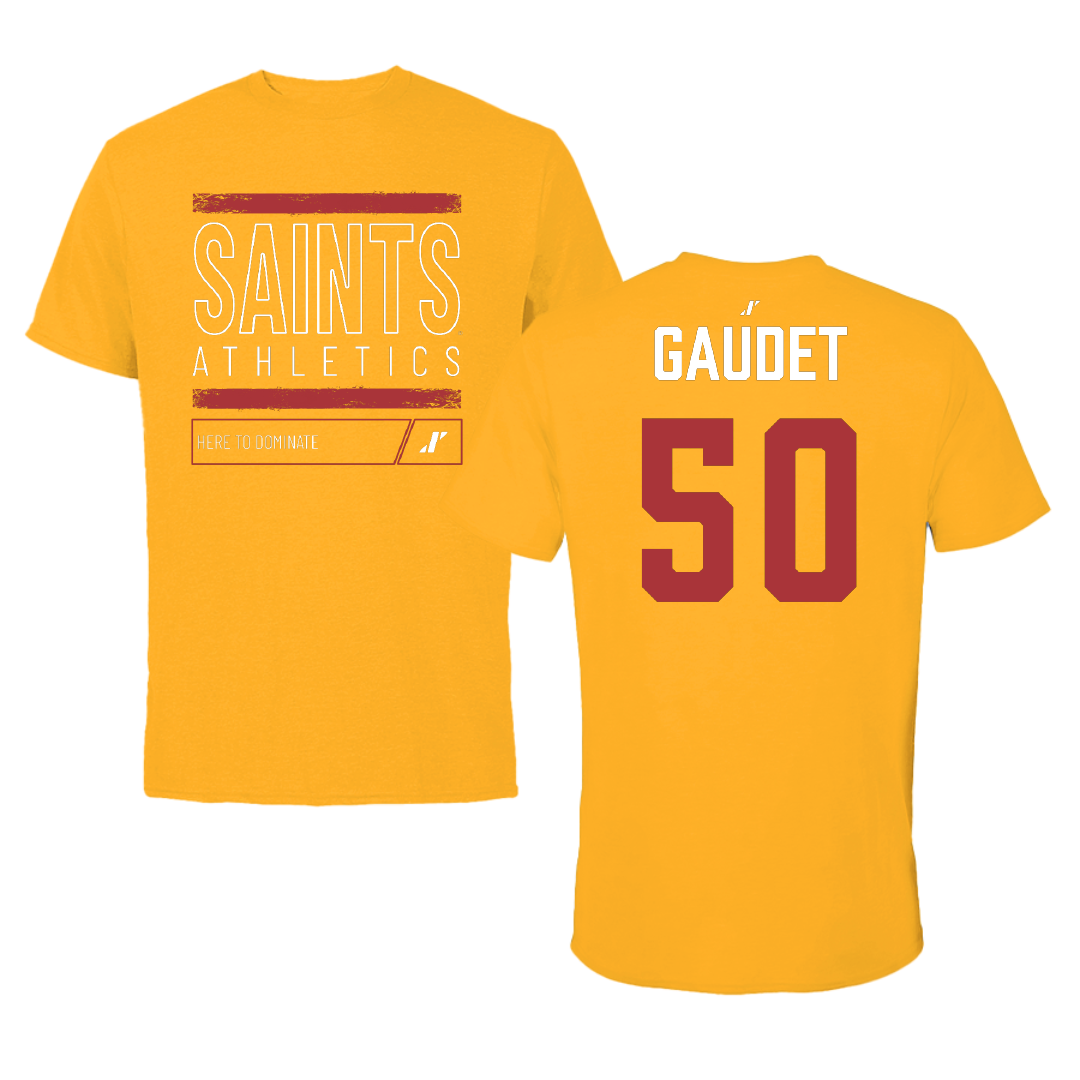 Flagler College Lacrosse (M) Gold Dominate Performance Tee - #50 Cole Gaudet