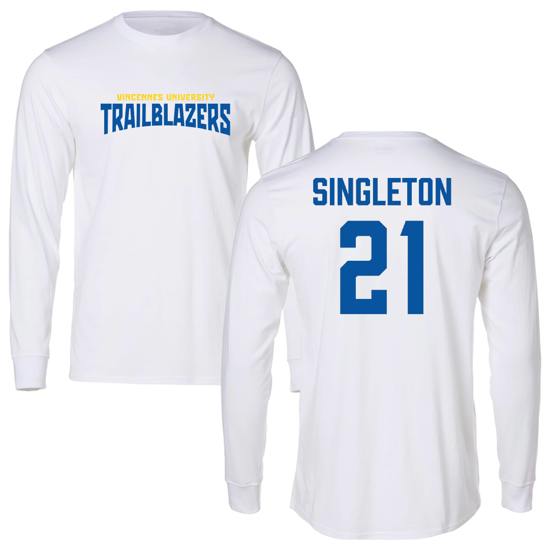 Vincennes University Baseball White Classic Performance Long Sleeve - #21 Tyler Singleton