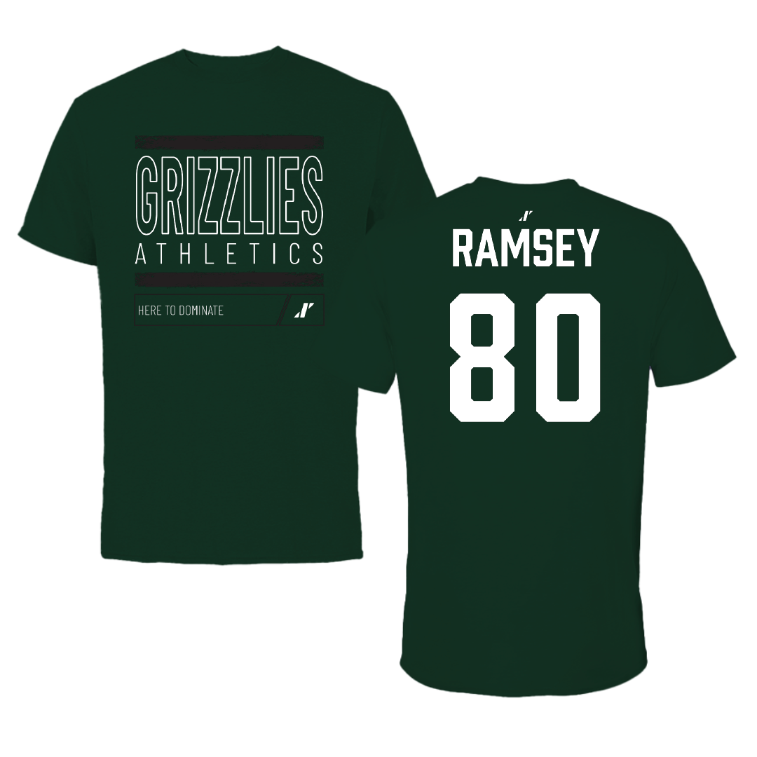 Adams State University Football Forest Green Dominate Performance Tee - #80 Damarian Ramsey