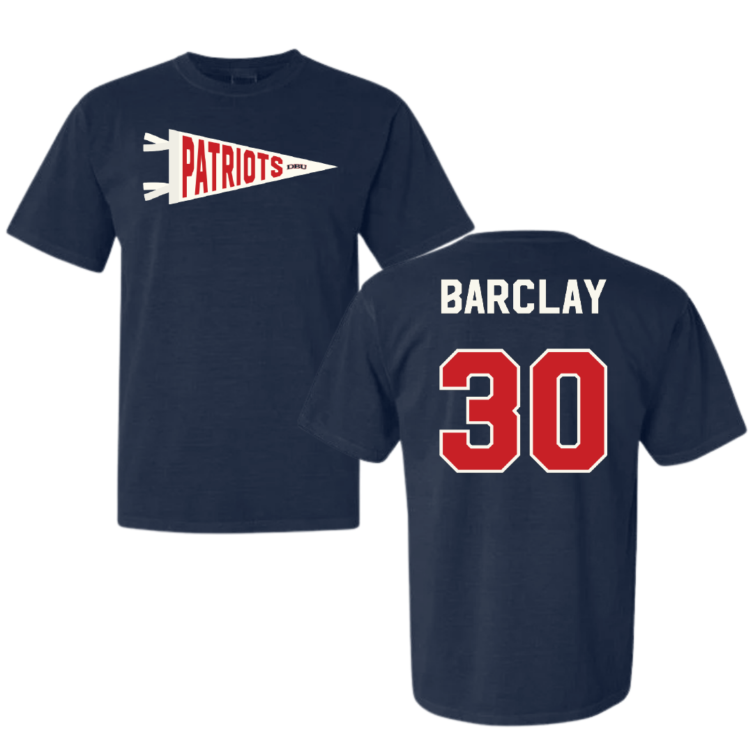 Dallas Baptist University Soccer Navy Pennant Comfort Colors Tee - #30 Paige Barclay