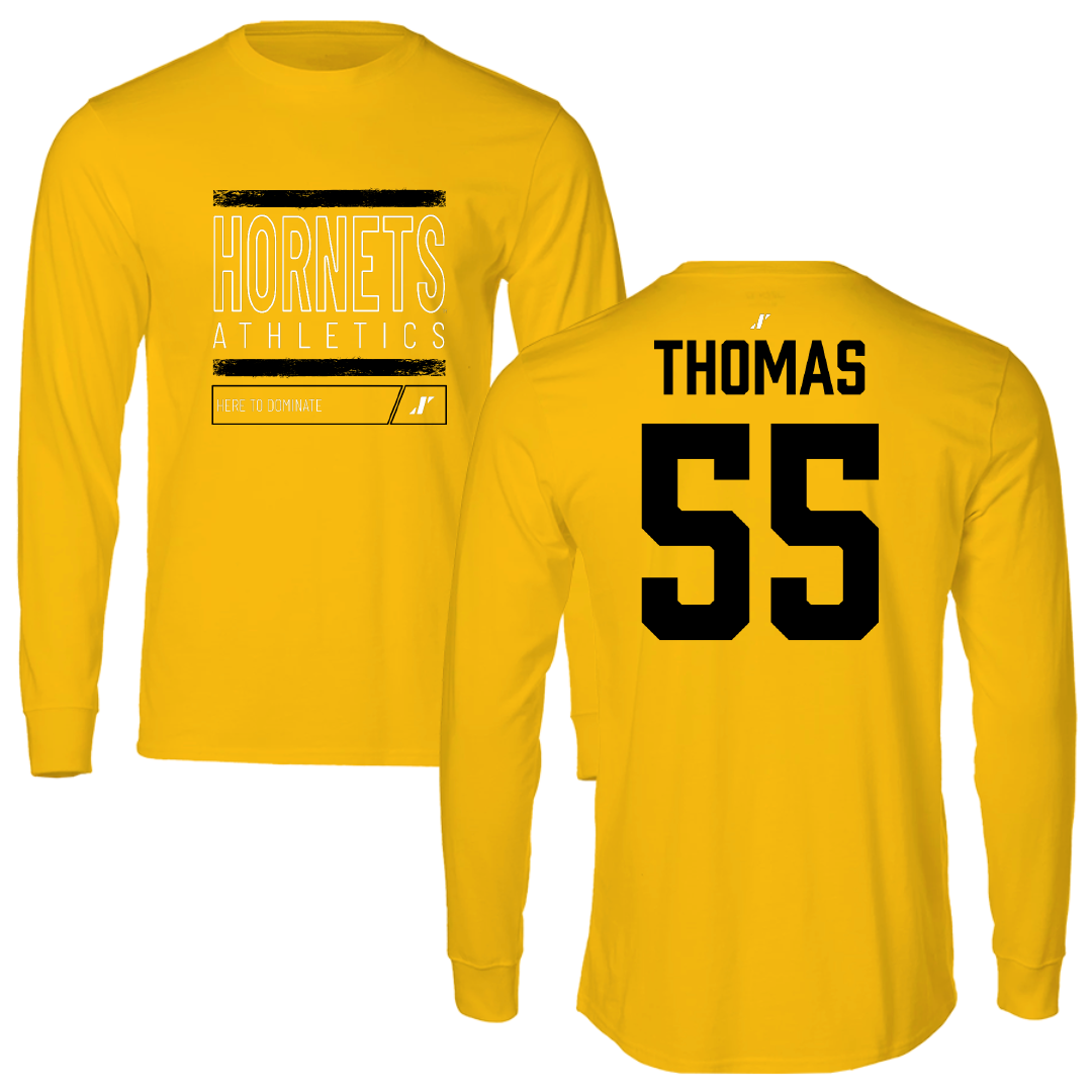Alabama State University Football Gold Dominate Performance Long Sleeve - #55 Dezmon Thomas