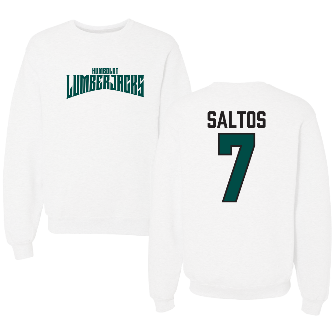 Cal Poly Humboldt Softball White Classic Crewneck - #7 Vanessa Saltos