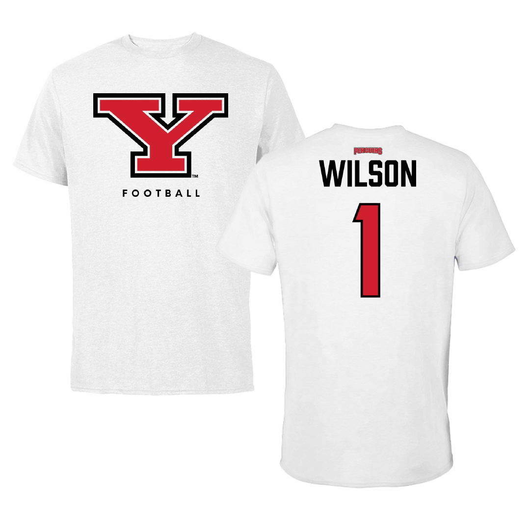 Youngstown State University Football White Performance Tee - #1 Kylon Wilson
