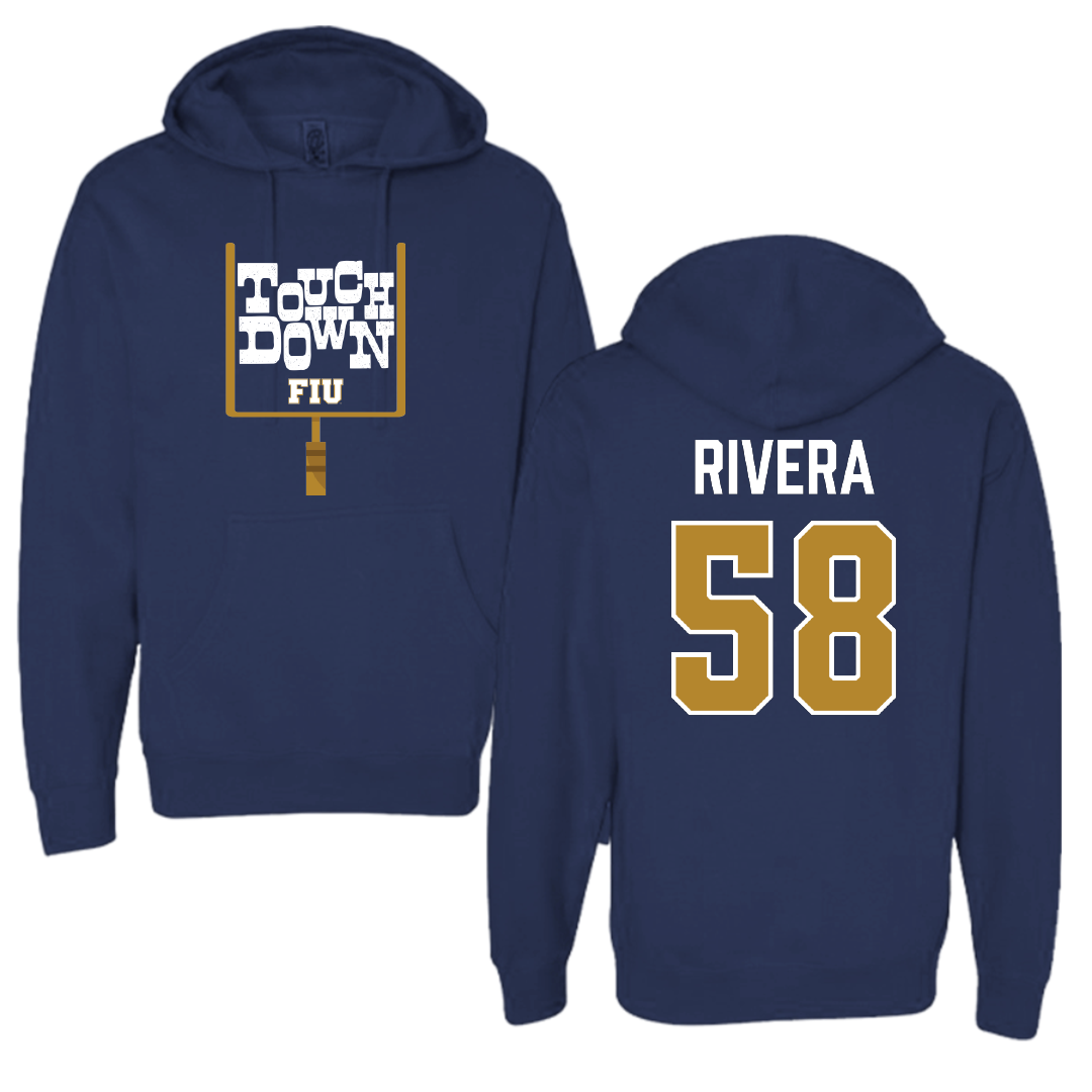 Florida International University Football Navy Touchdown Hoodie - #58 Ashton Rivera