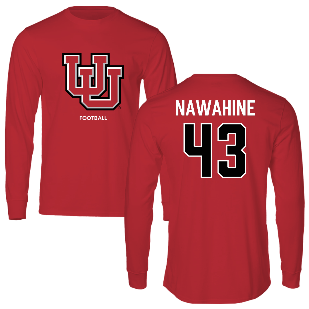 University of Utah Football Red Block Long Sleeve - #43 Gavin Nawahine