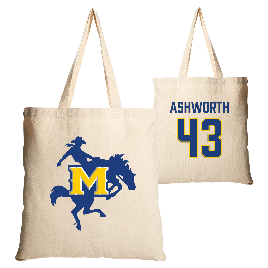 McNeese State University Baseball Tan Canvas Tote Bag - #43 Reese Ashworth