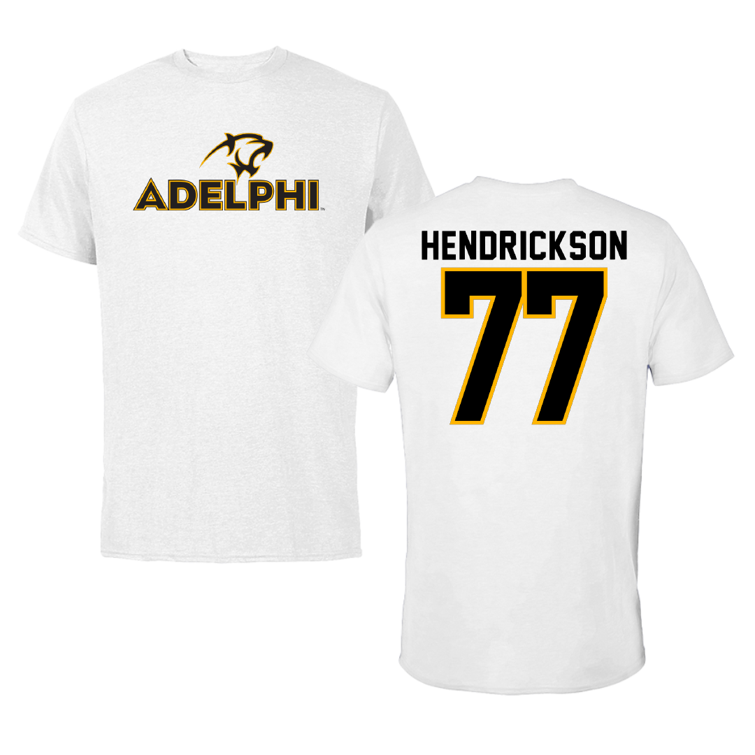 Adelphi University Lacrosse White Performance Tee - #77 Michael Hendrickson