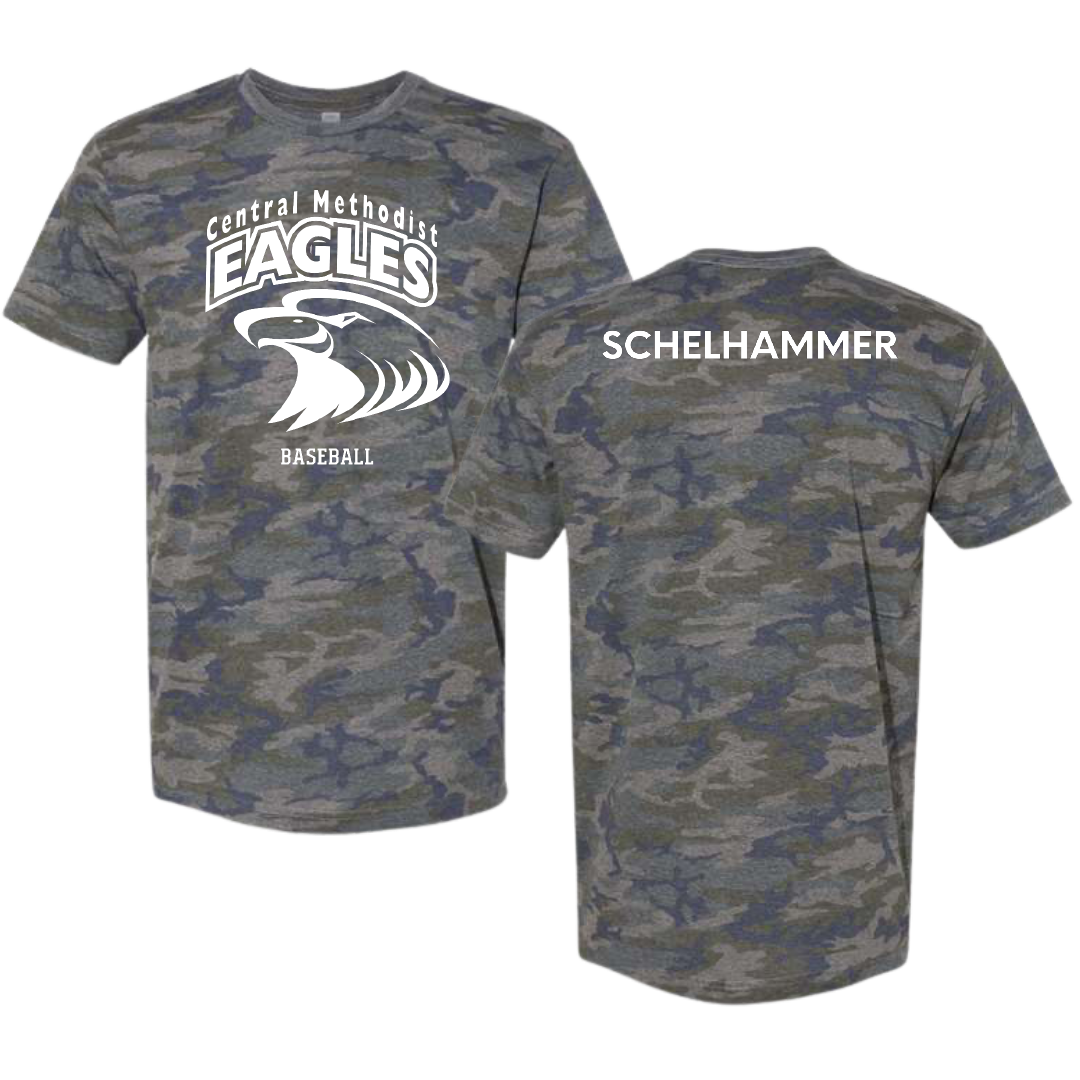 Central Methodist University Baseball Vintage Camo Tee - Lance Schelhammer