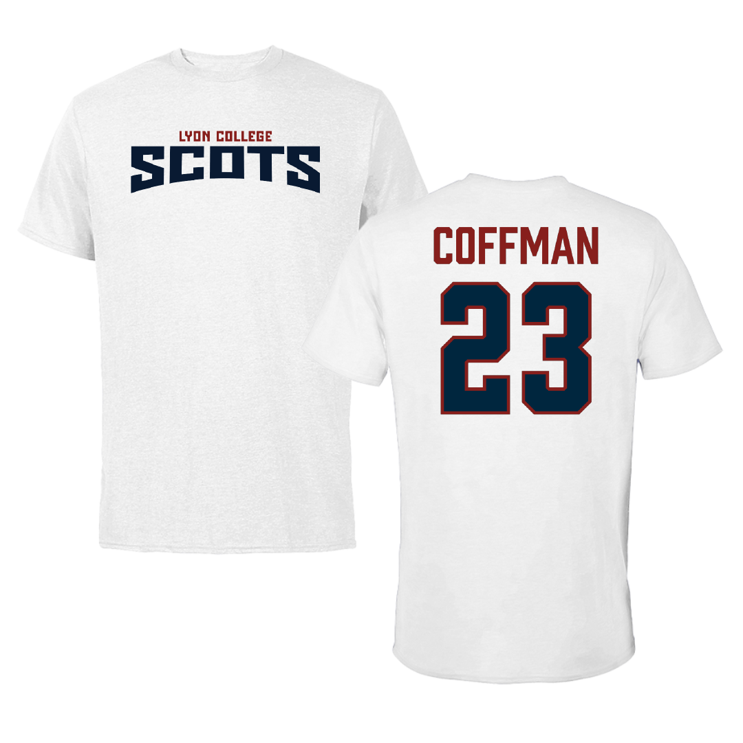 Lyon College Soccer (M) White Classic Tee - #23 Sam Coffman