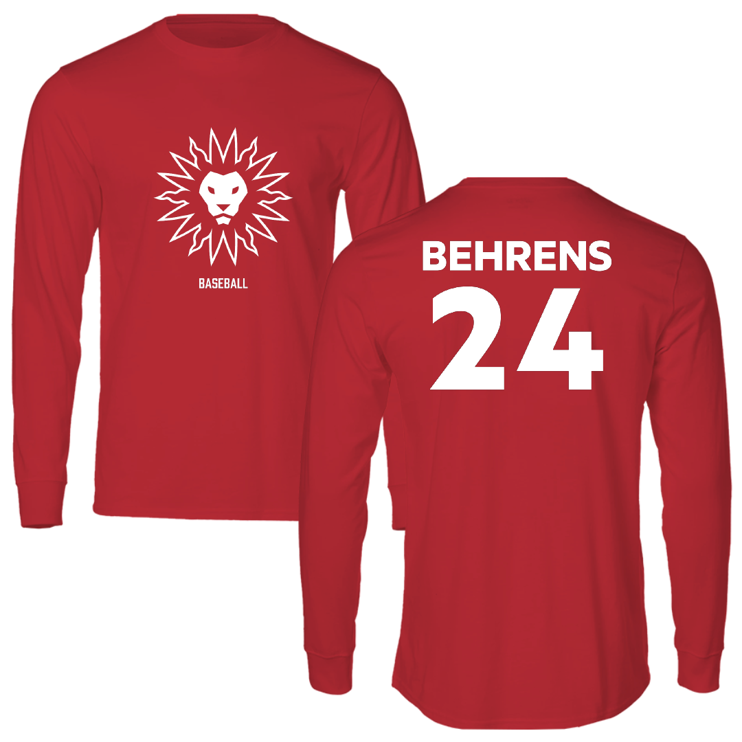 Loyola Marymount University Baseball Red Long Sleeve - #24 Adam Behrens