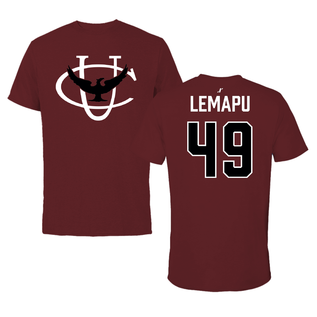 Cumberland University Football Maroon Performance Tee - #49 KK Lemapu
