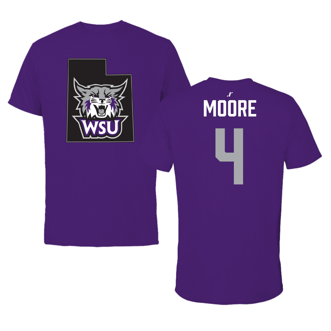Weber State University Basketball Purple State Performance Tee - #4 Anthony Moore