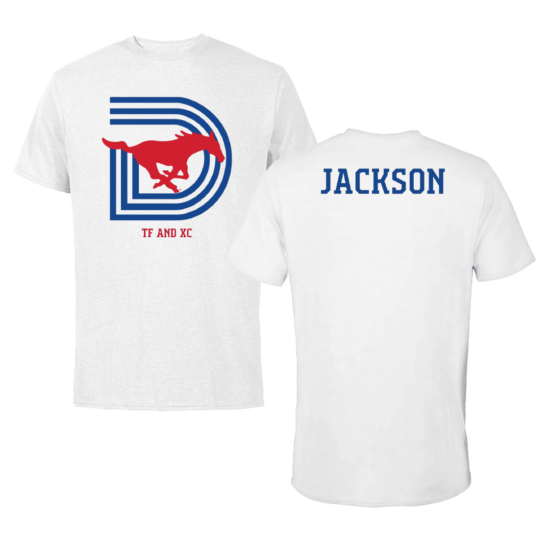 Southern Methodist University TF and XC White Performance Tee - Maykayla Jackson