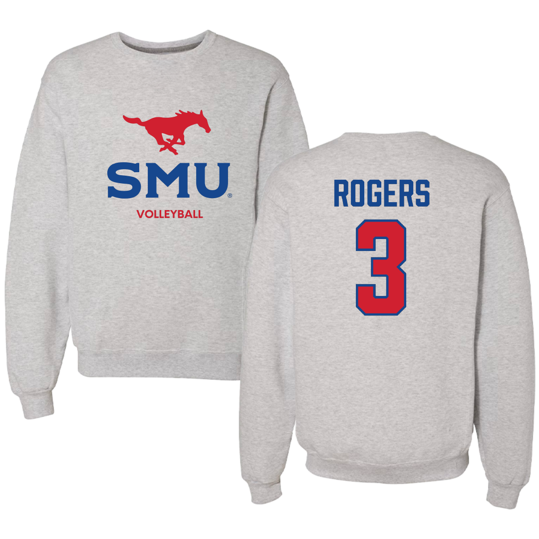 Southern Methodist University Volleyball (W) Light Gray Crewneck - #3 Kennedi Rogers