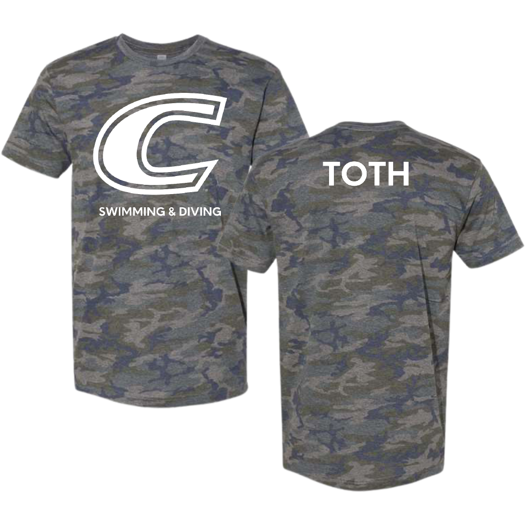 Centre College Swimming & Diving Vintage Camo Tee - Justin Toth