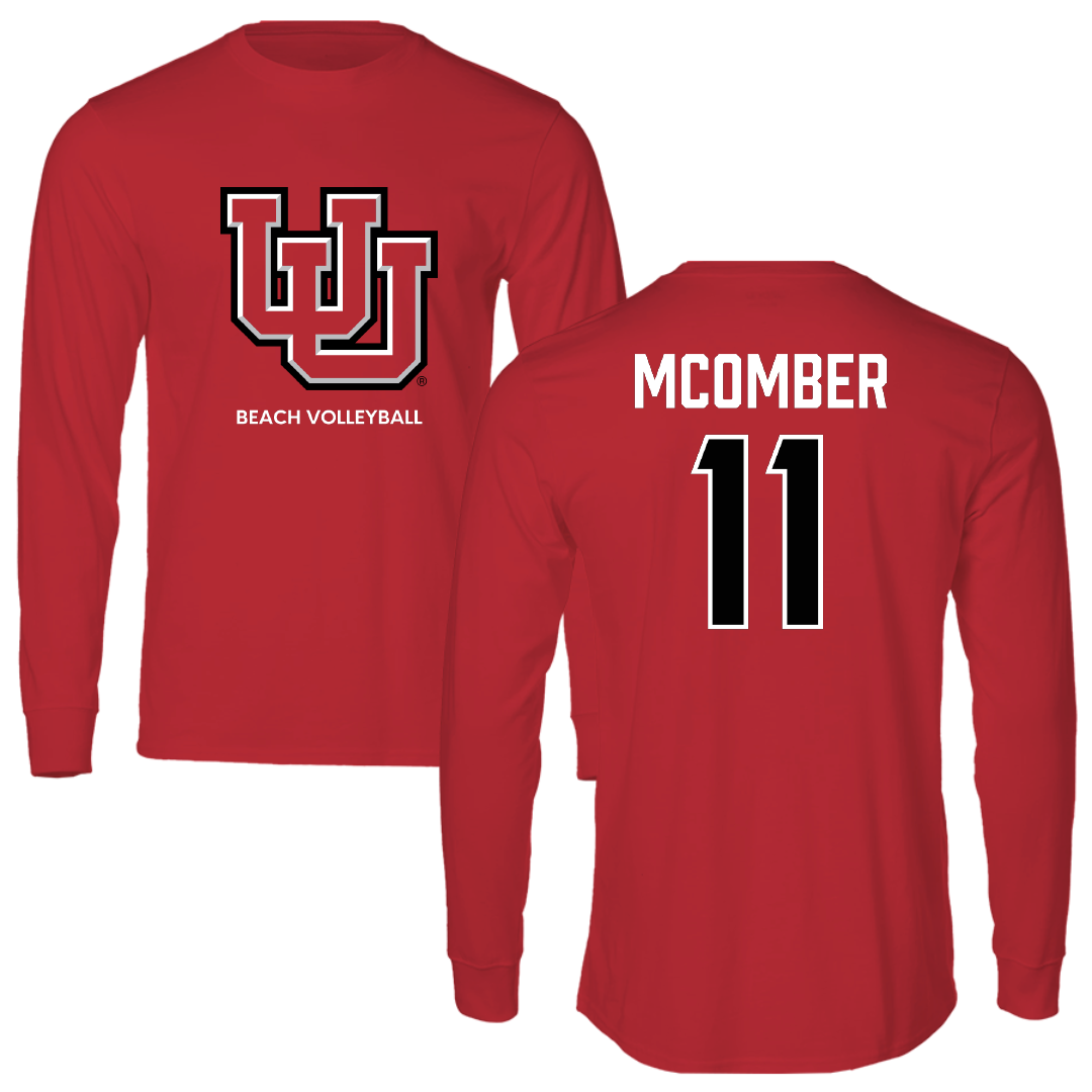 University of Utah Beach Volleyball Red Block Performance Long Sleeve - #11 Azure McOmber