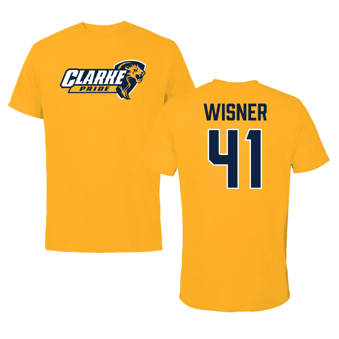 Clarke University Soccer (W) Gold Pride Performance Tee - #41 Mackenzie Wisner