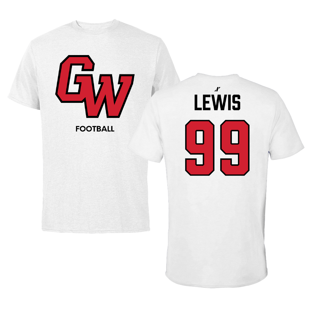 Gardner-Webb University Football White Performance Tee - #99 Renardo Lewis