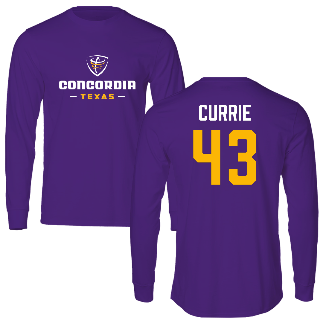 Concordia University (Texas) Baseball Purple Performance Long Sleeve - #43 Travis Currie