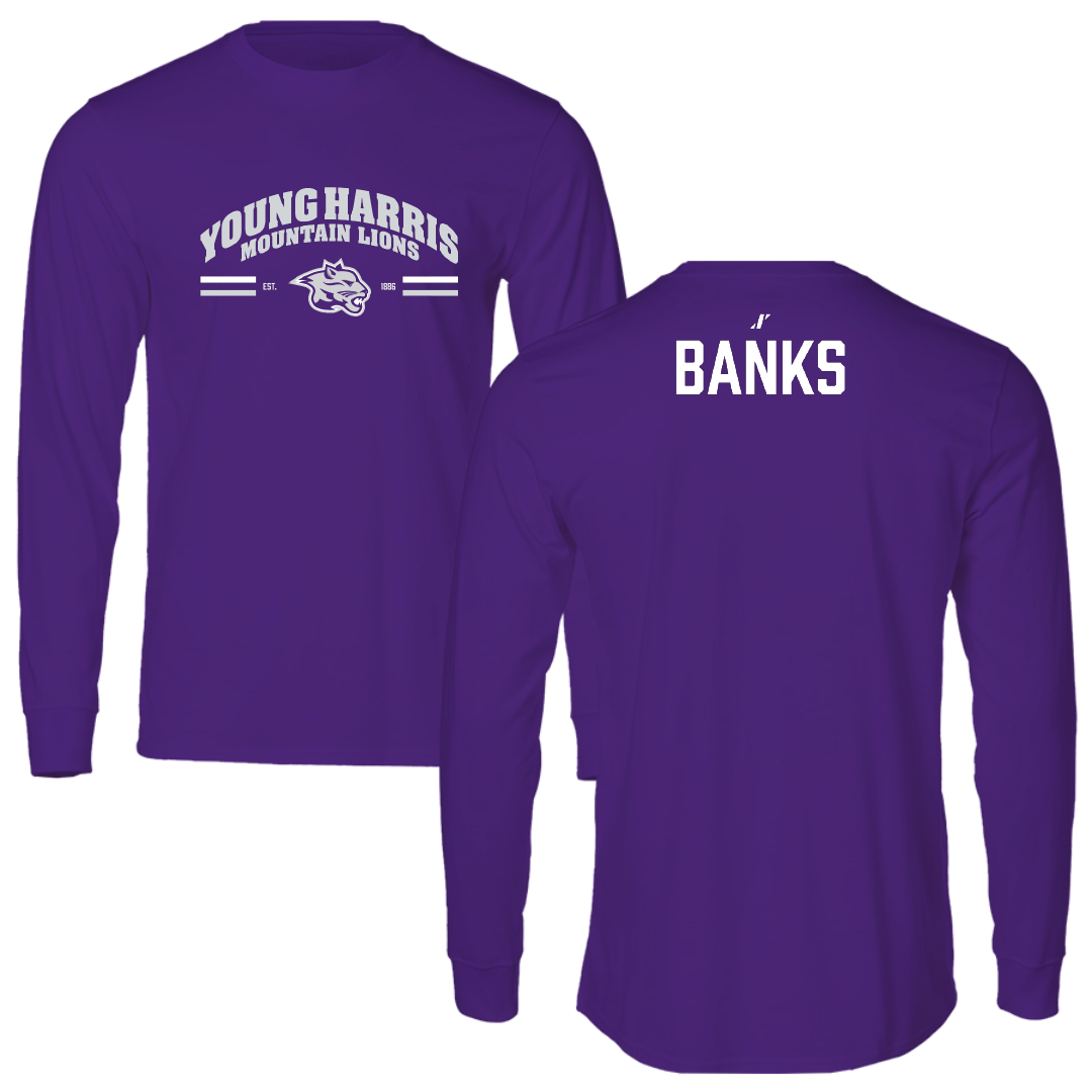 Young Harris College Basketball (M) Purple General Performance Long Sleeve - Keith Banks