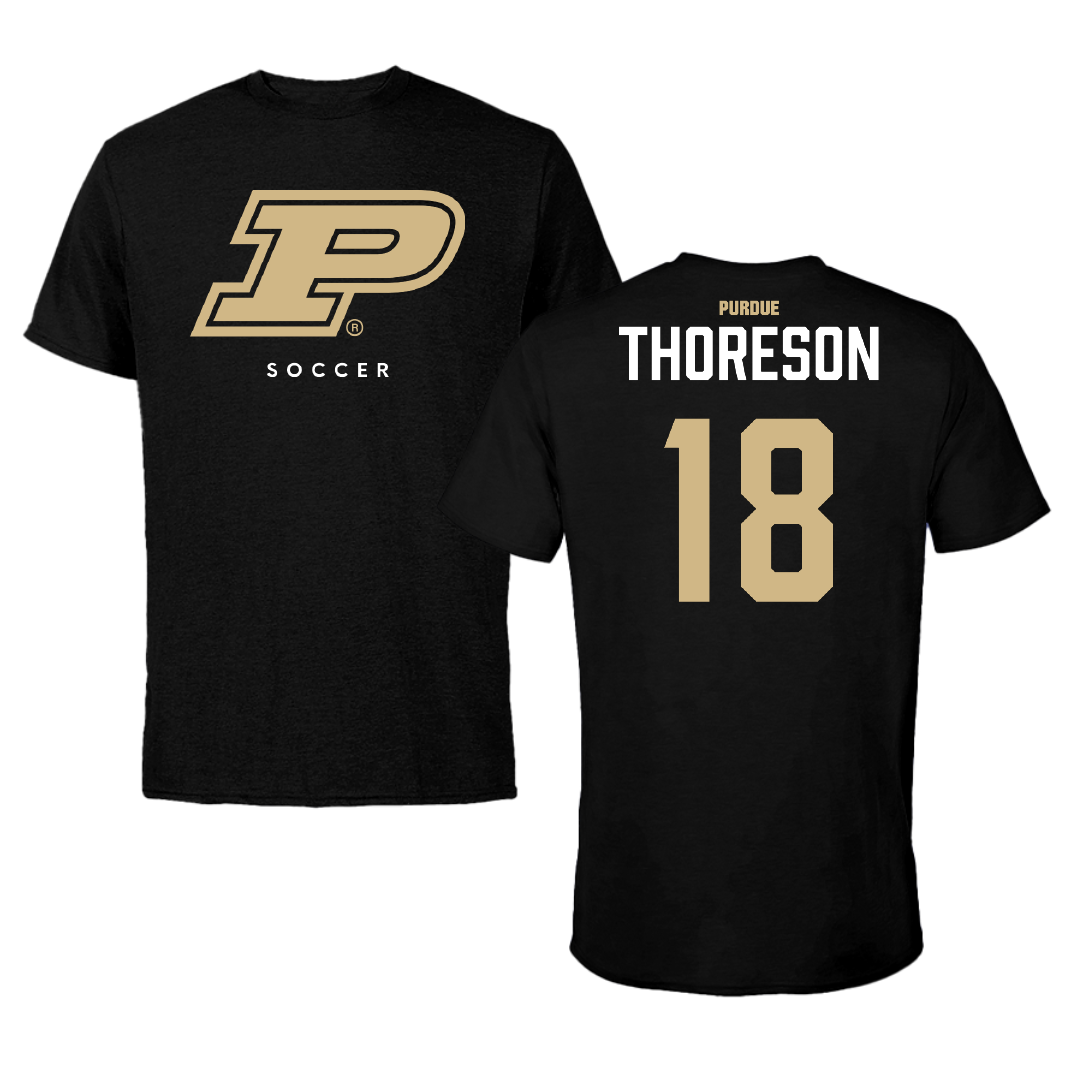 Purdue University Soccer (W) Black Performance Tee - #18 Angelina Thoreson