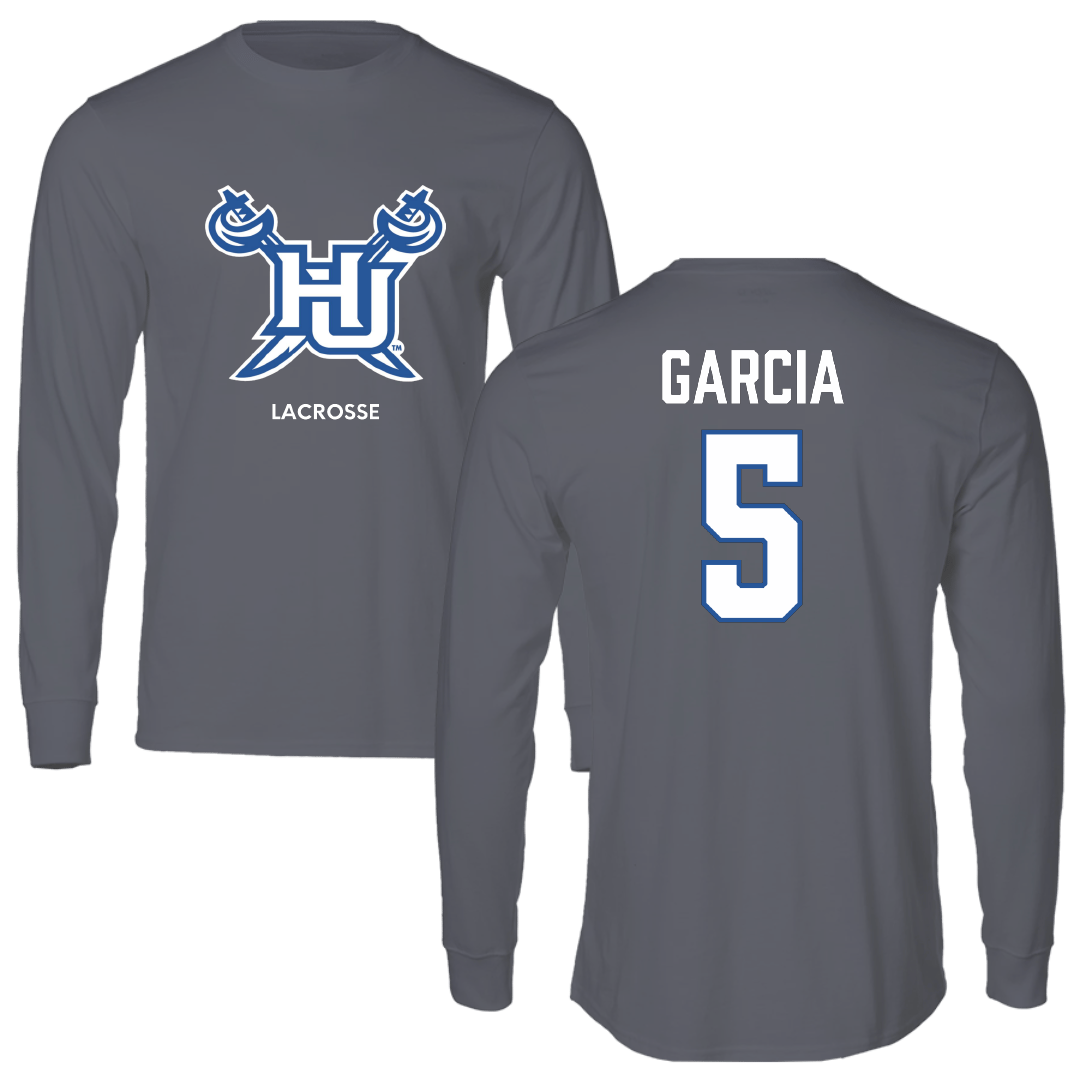 Hampton University Lacrosse (M) Dark Gray Long Sleeve - #5 Zion Garcia