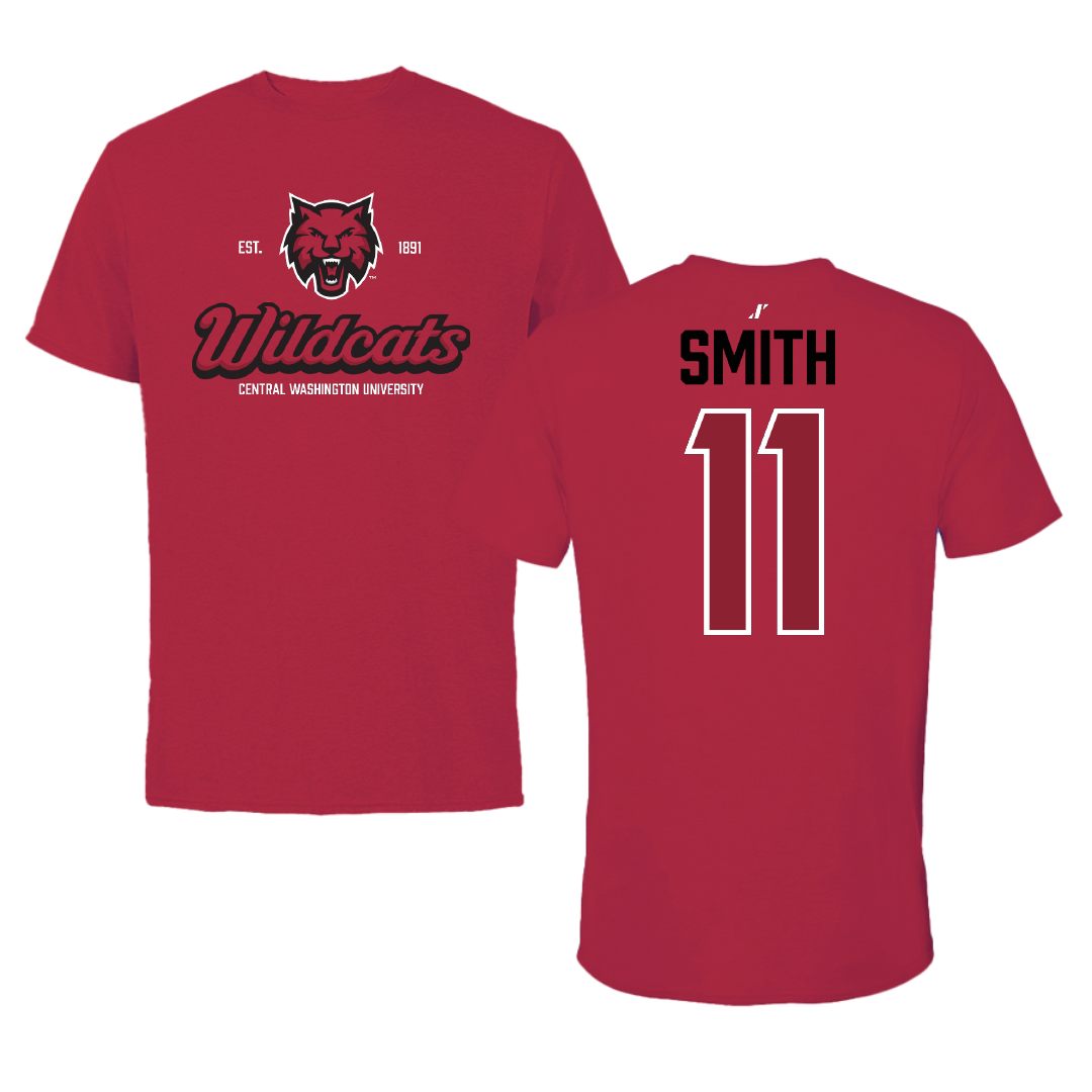 Central Washington University Basketball Crimson General Tee - #11 Malia Smith