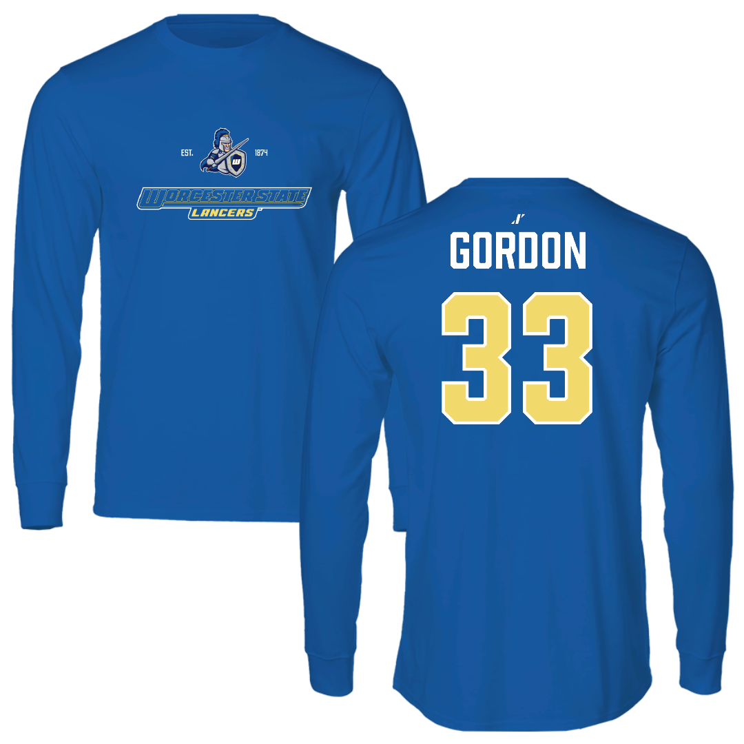 Worcester State University Football Blue General Performance Long Sleeve - #33 DJ Gordon