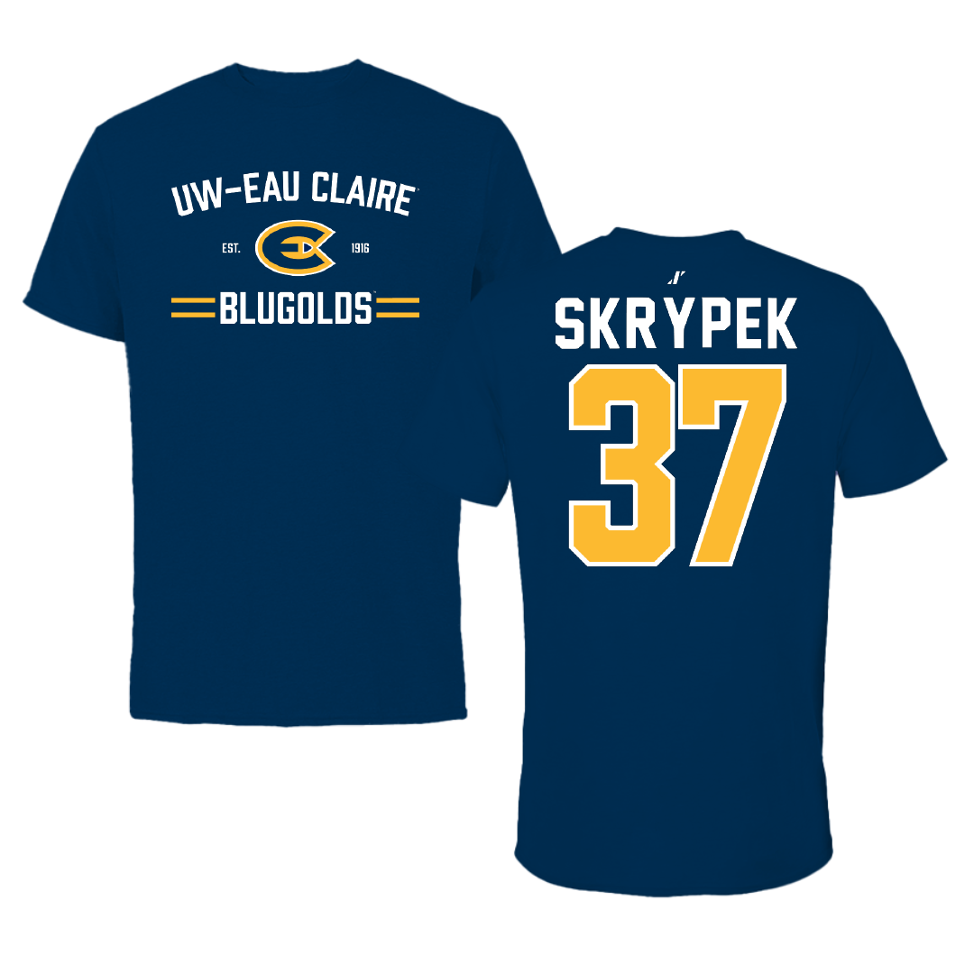 University of Wisconsin-Eau Claire Baseball Navy General Performance Tee - #37 Aaron Skrypek