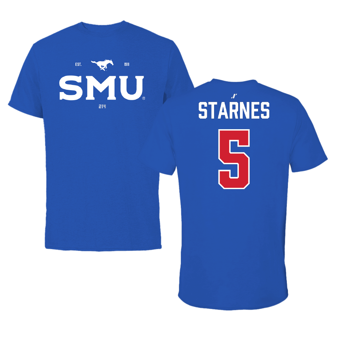 Southern Methodist University Soccer Blue General Performance Tee - #5 Slade Starnes