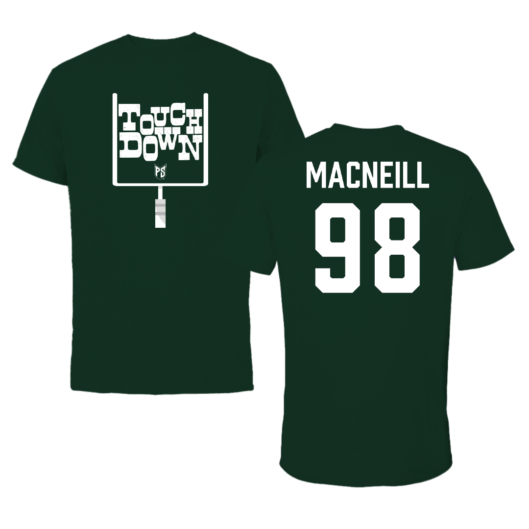 Portland State University Football Forest Green Touchdown Performance Tee - #98 Michael MacNeill