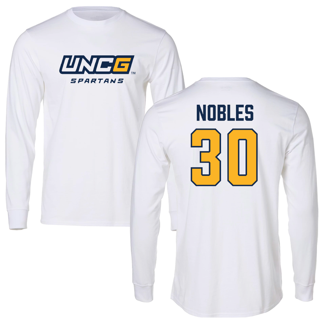 UNC Greensboro Baseball White Performance Long Sleeve - #30 Ethan Nobles