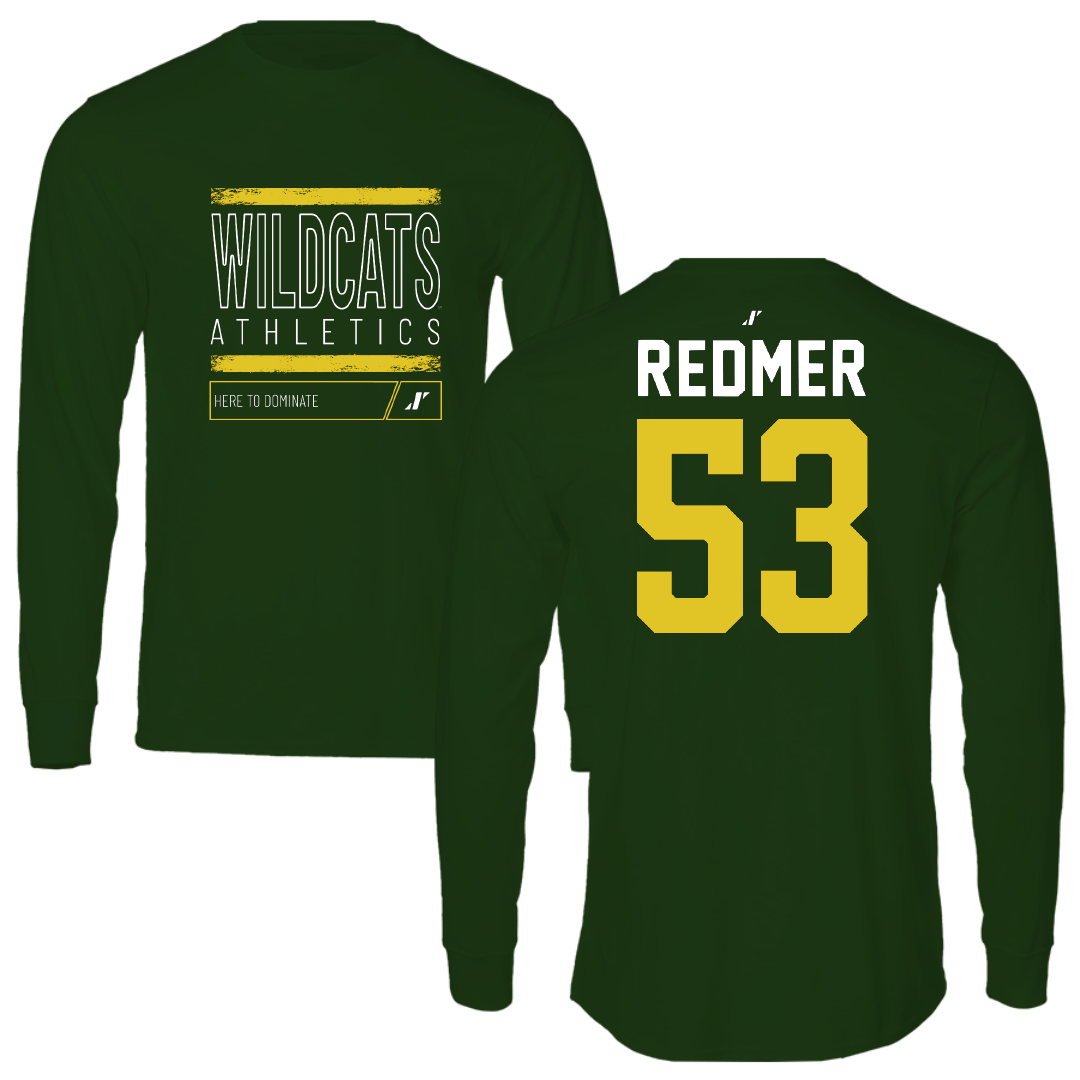 Northern Michigan University Football Forest Green Dominate Performance Long Sleeve - #53 Brady Redmer