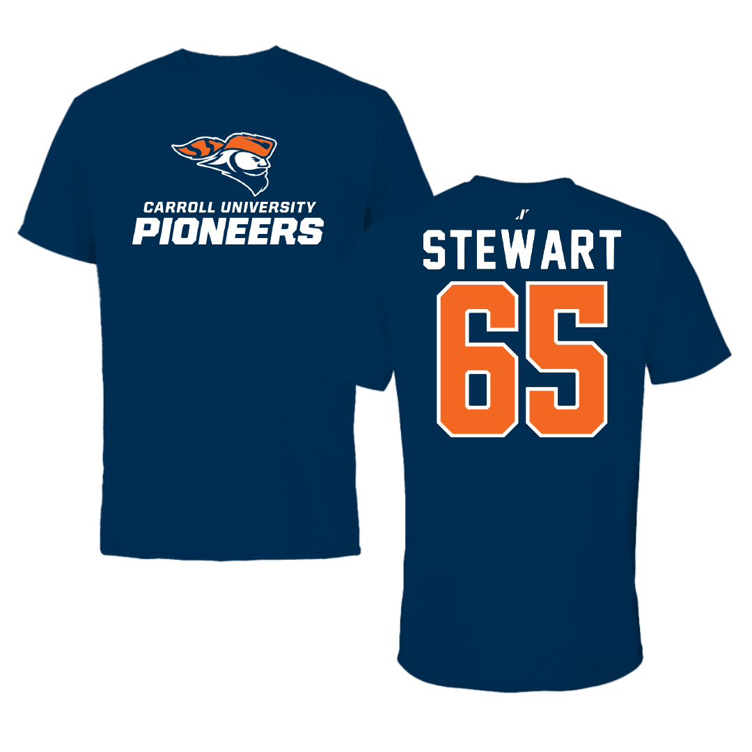 Carroll University Football Navy Tee - #65 Landon Stewart