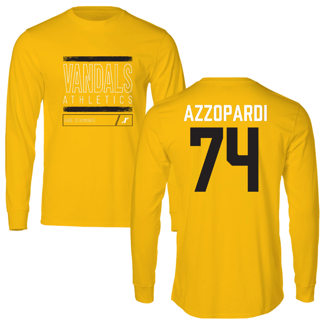 University of Idaho Football Gold Dominate Long Sleeve - #74 Nate Azzopardi