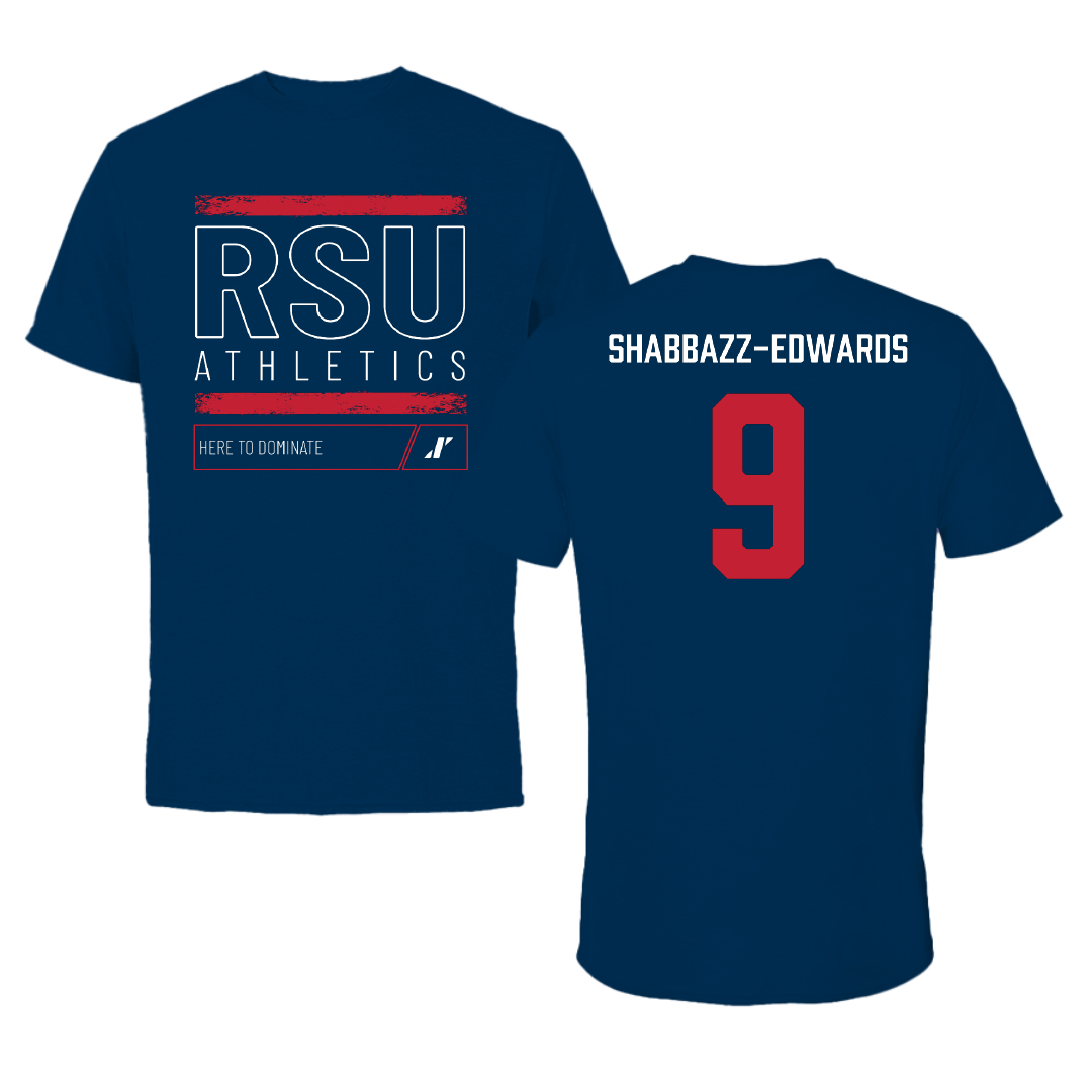 Rogers State University Soccer Navy Dominate Tee - #9 Kenzo Shabbazz-Edwards