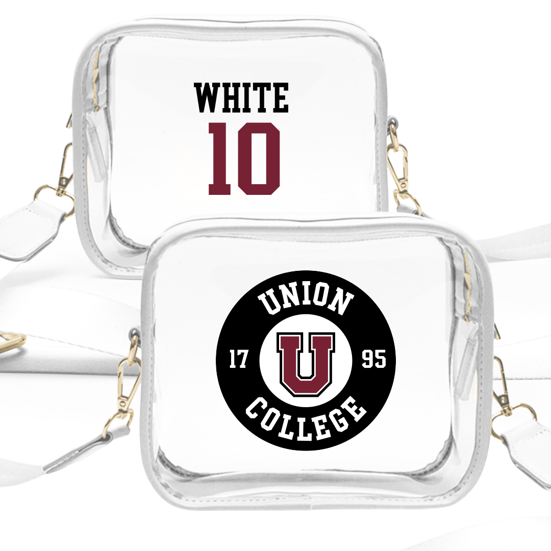 Union College Baseball White Clear Stadium Bag - #10 Braden White