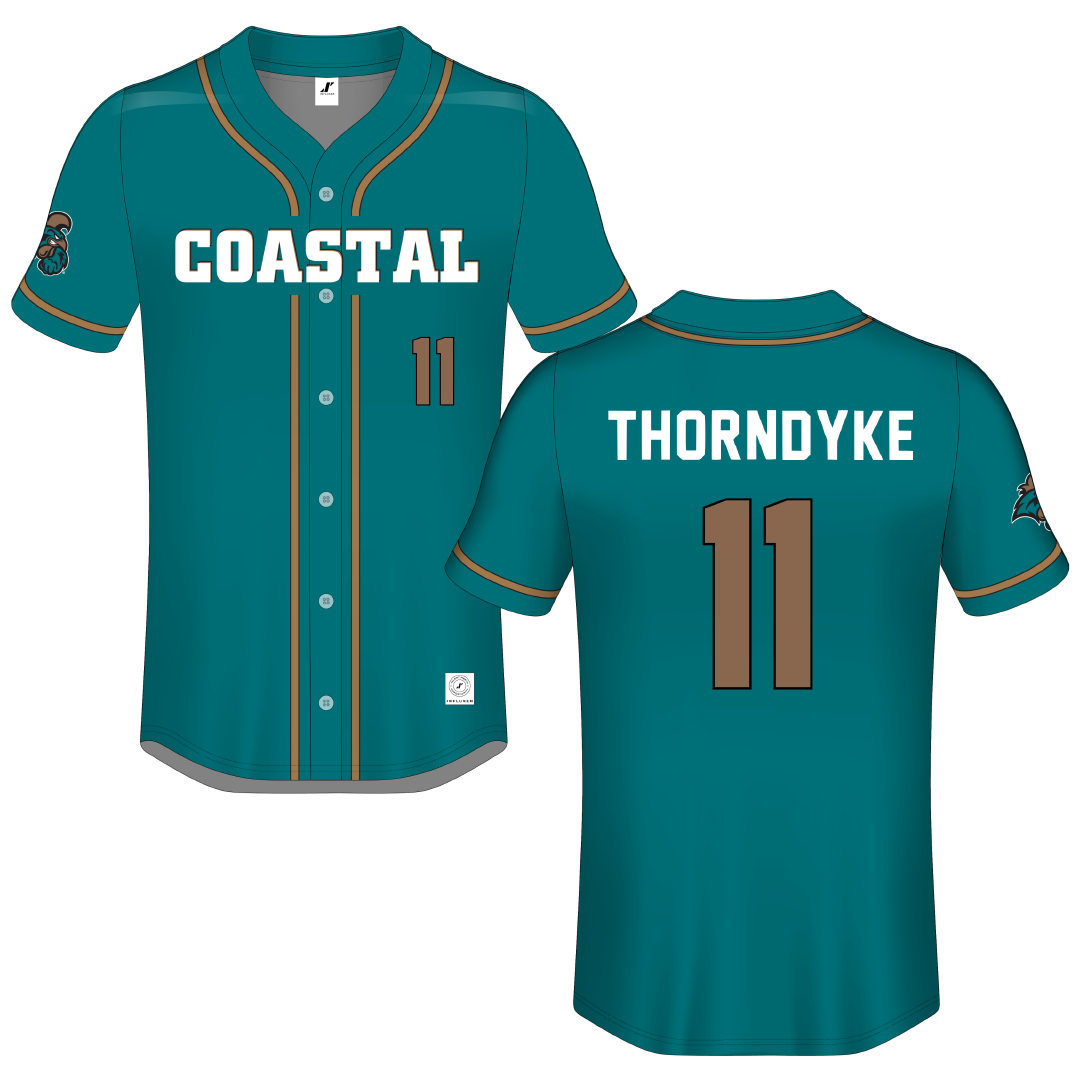 Coastal Carolina University Teal Button-Down Jersey - #11 Colby Thorndyke