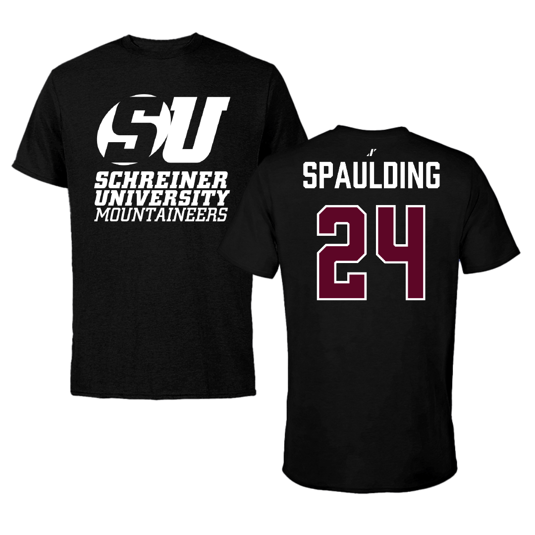 Schreiner University Football Black Performance Tee - #24 Will Spaulding