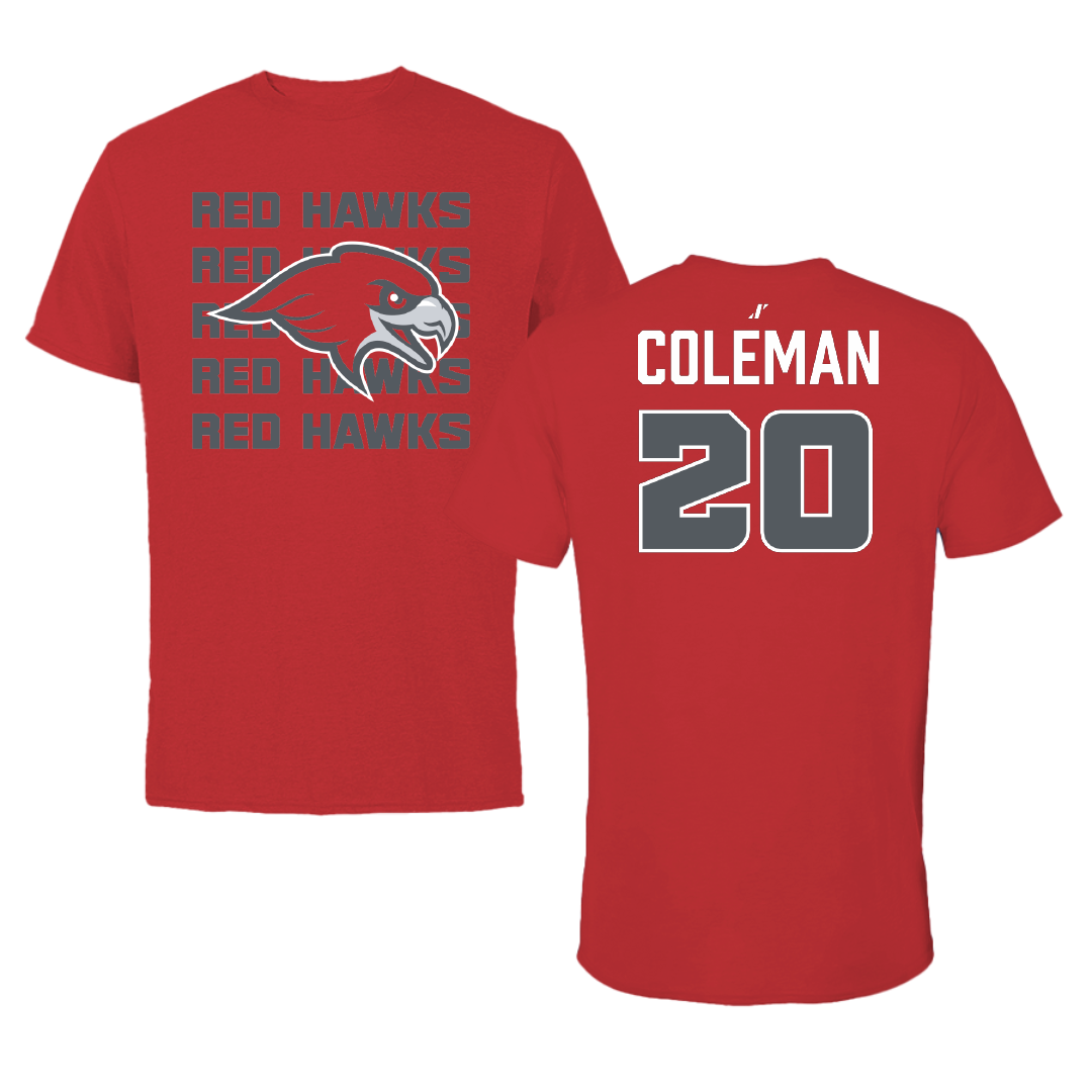 Montclair State University Football Red General Performance Tee - #20 Vincent Coleman